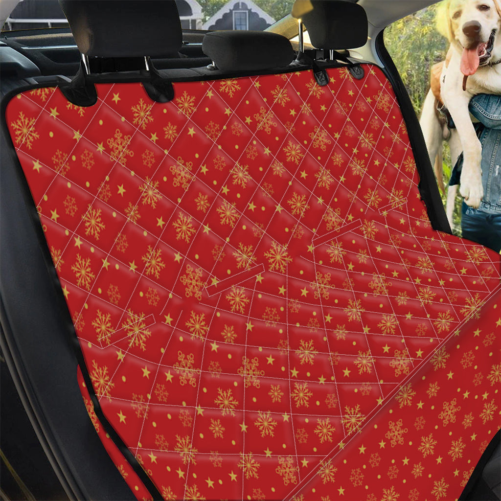 Christmas Snowflakes And Stars Print Pet Car Back Seat Cover