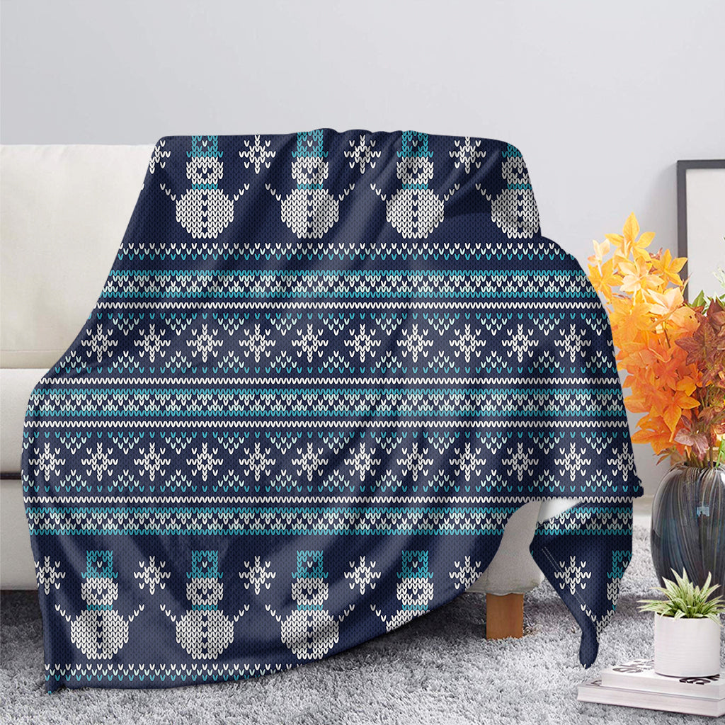 Christmas Snowman Knitted Pattern Print Blanket