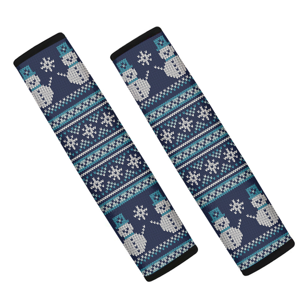 Christmas Snowman Knitted Pattern Print Car Seat Belt Covers