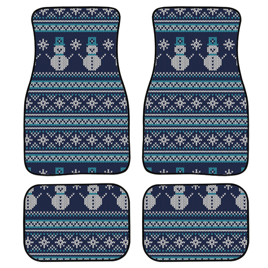 Christmas Snowman Knitted Pattern Print Front and Back Car Floor Mats