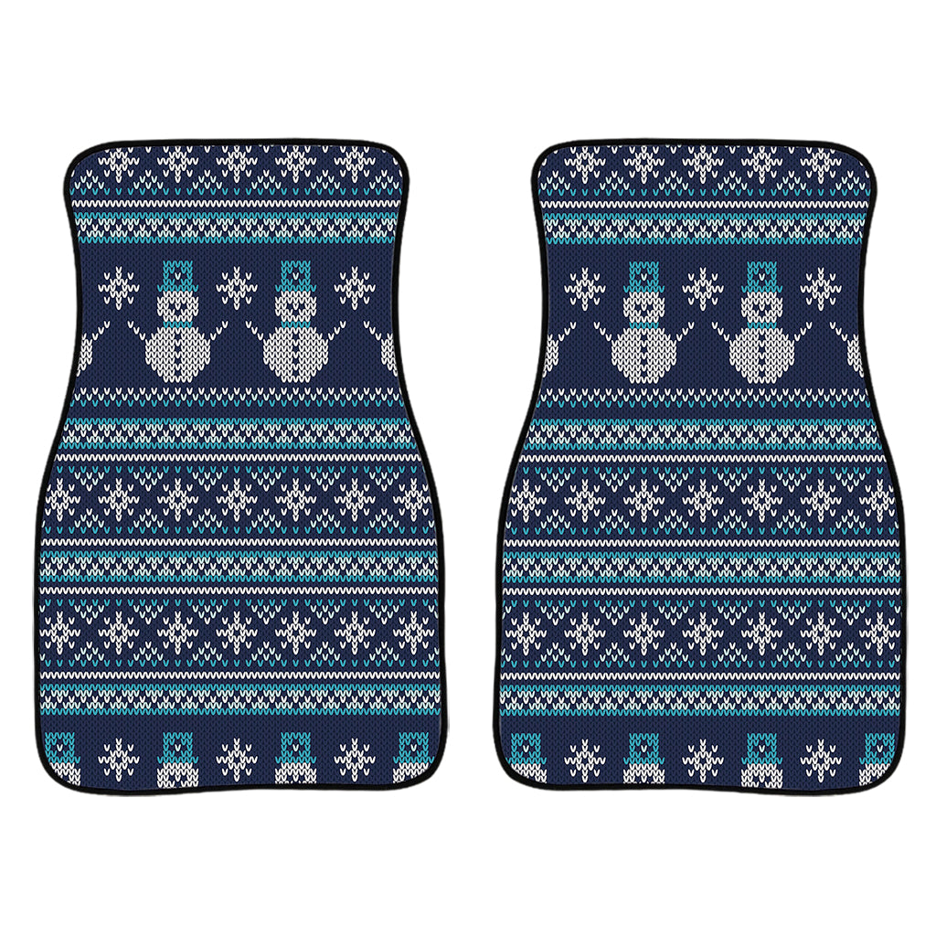 Christmas Snowman Knitted Pattern Print Front Car Floor Mats