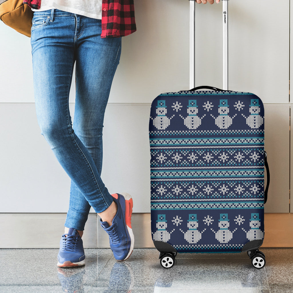 Christmas Snowman Knitted Pattern Print Luggage Cover