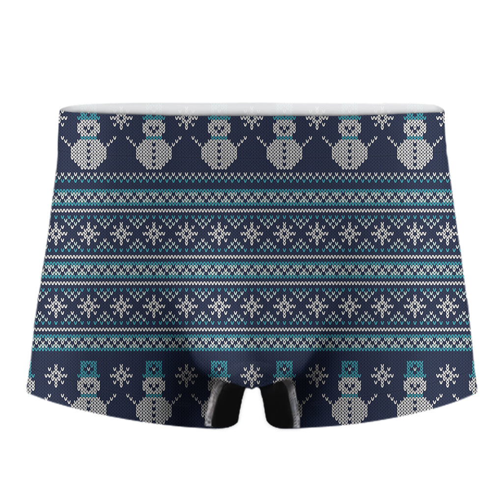 Christmas Snowman Knitted Pattern Print Men's Boxer Briefs