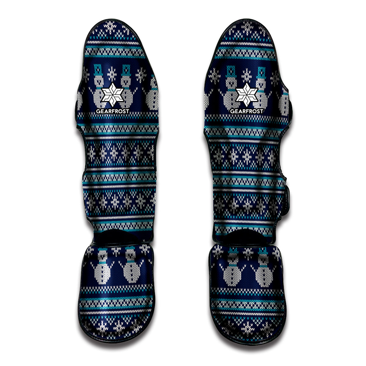 Christmas Snowman Knitted Pattern Print Muay Thai Shin Guards