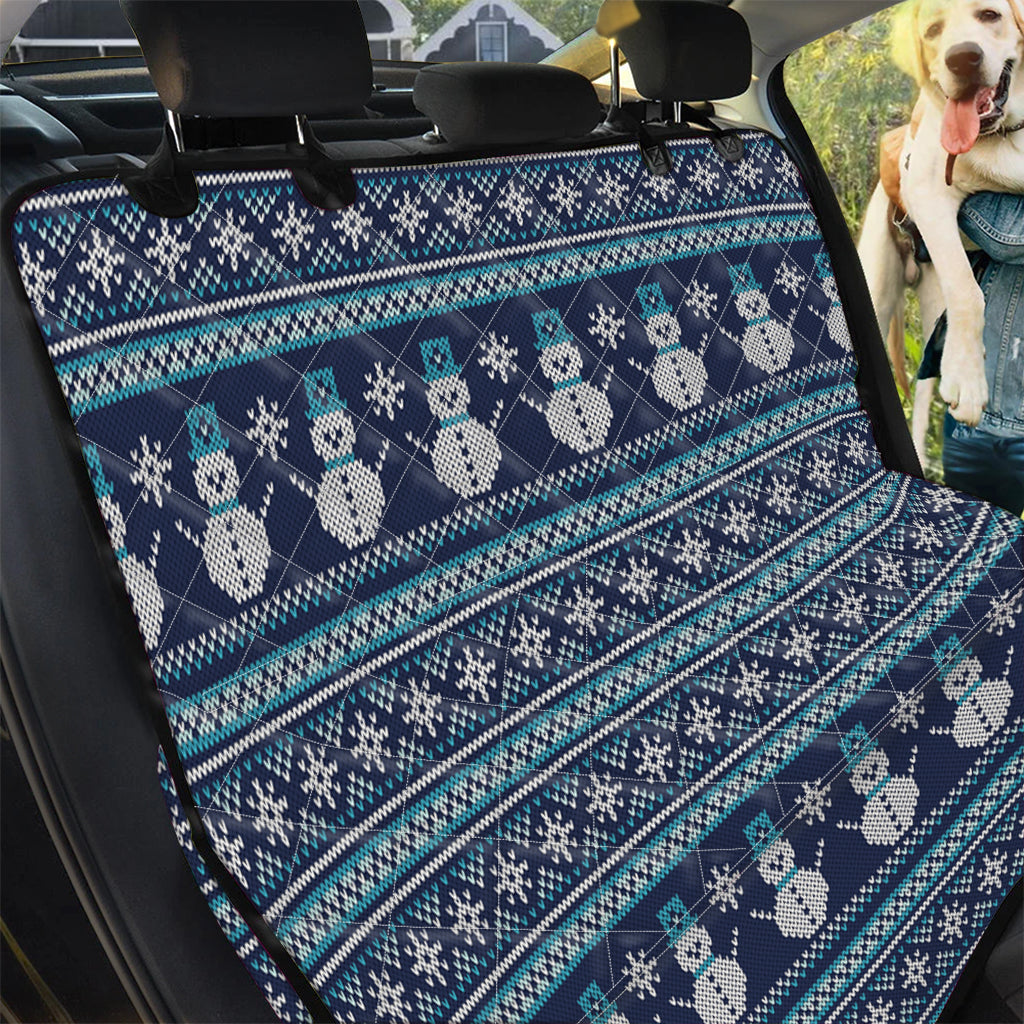 Christmas Snowman Knitted Pattern Print Pet Car Back Seat Cover