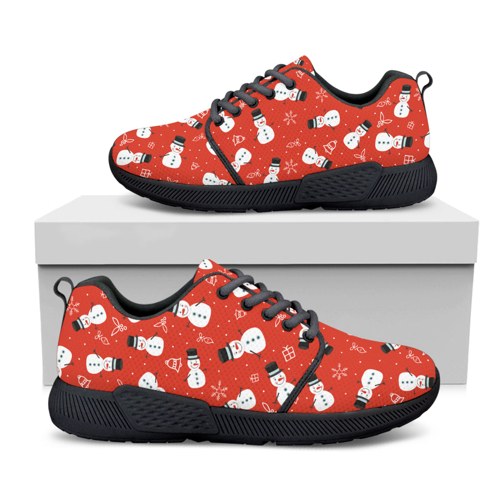 Christmas Snowman Pattern Print Black Athletic Shoes