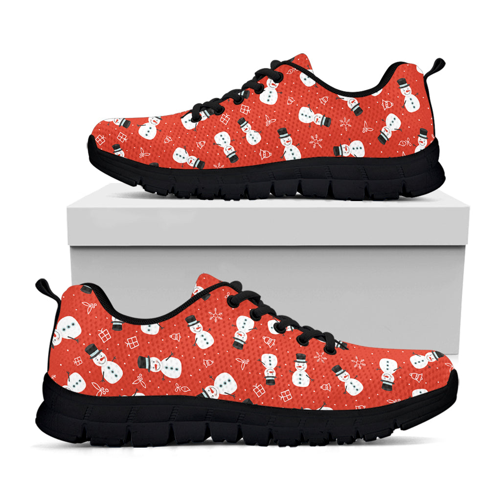 Christmas Snowman Pattern Print Black Sneakers