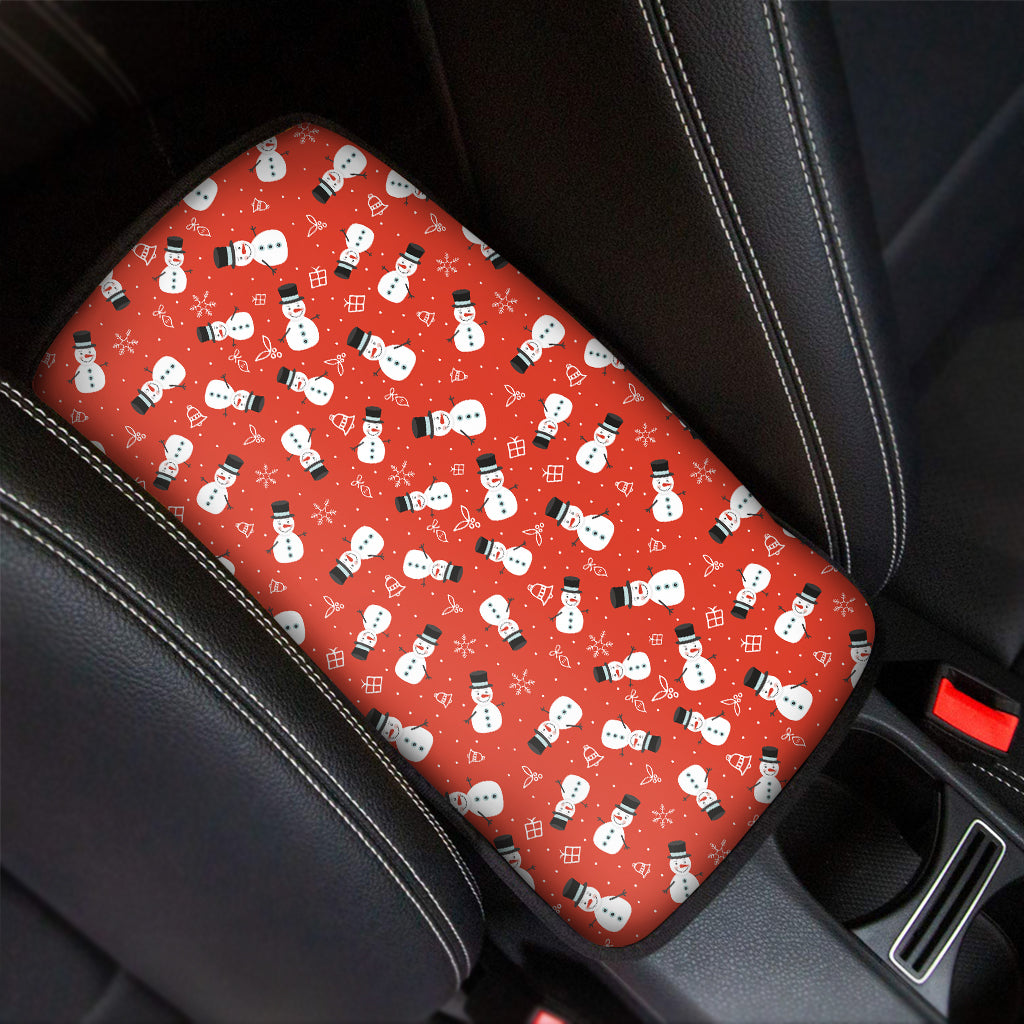 Christmas Snowman Pattern Print Car Center Console Cover