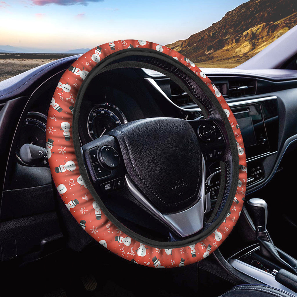 Christmas Snowman Pattern Print Car Steering Wheel Cover