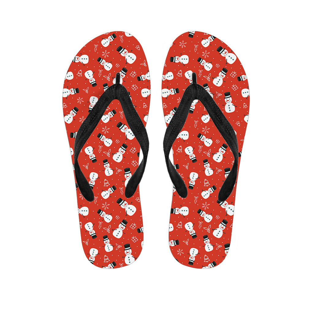 Christmas Snowman Pattern Print Flip Flops