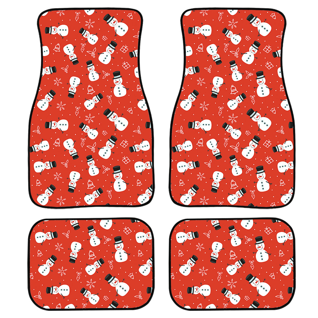 Christmas Snowman Pattern Print Front and Back Car Floor Mats