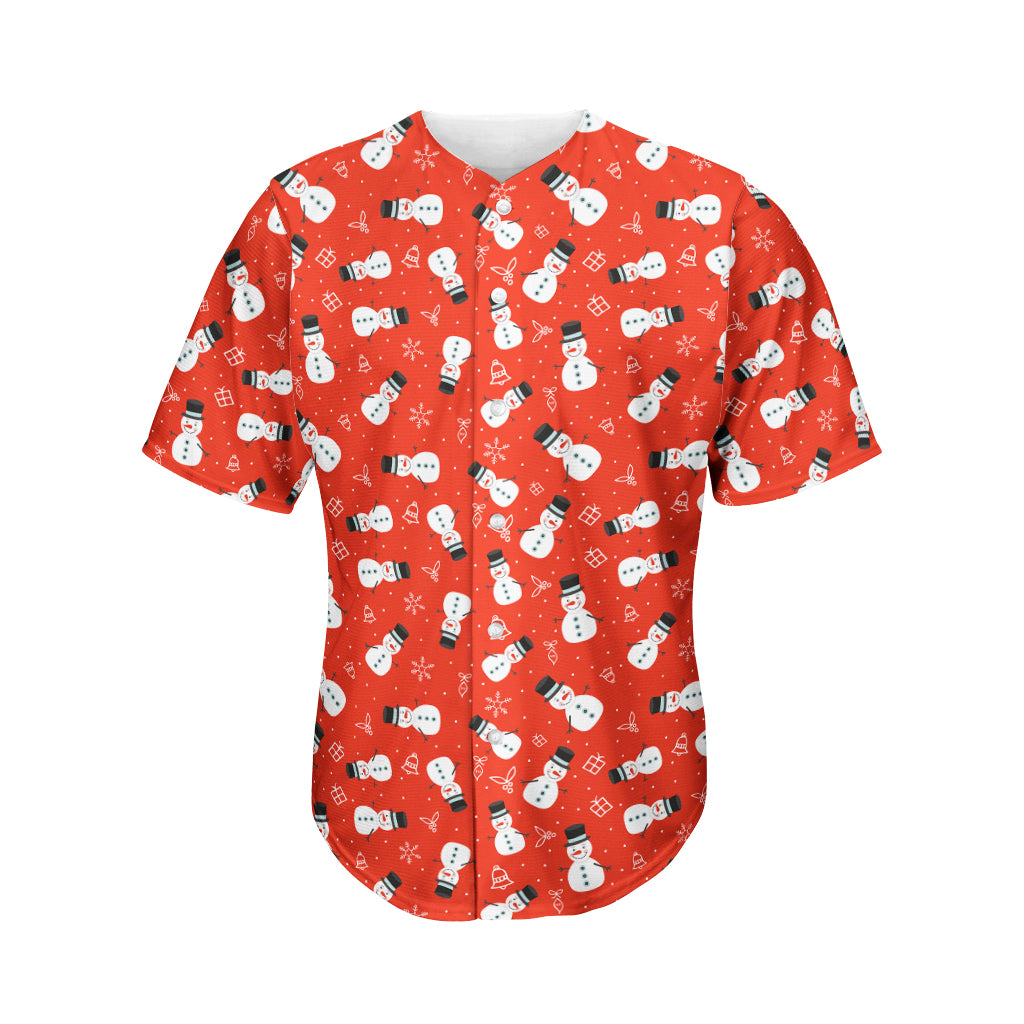 Christmas Snowman Pattern Print Men's Baseball Jersey