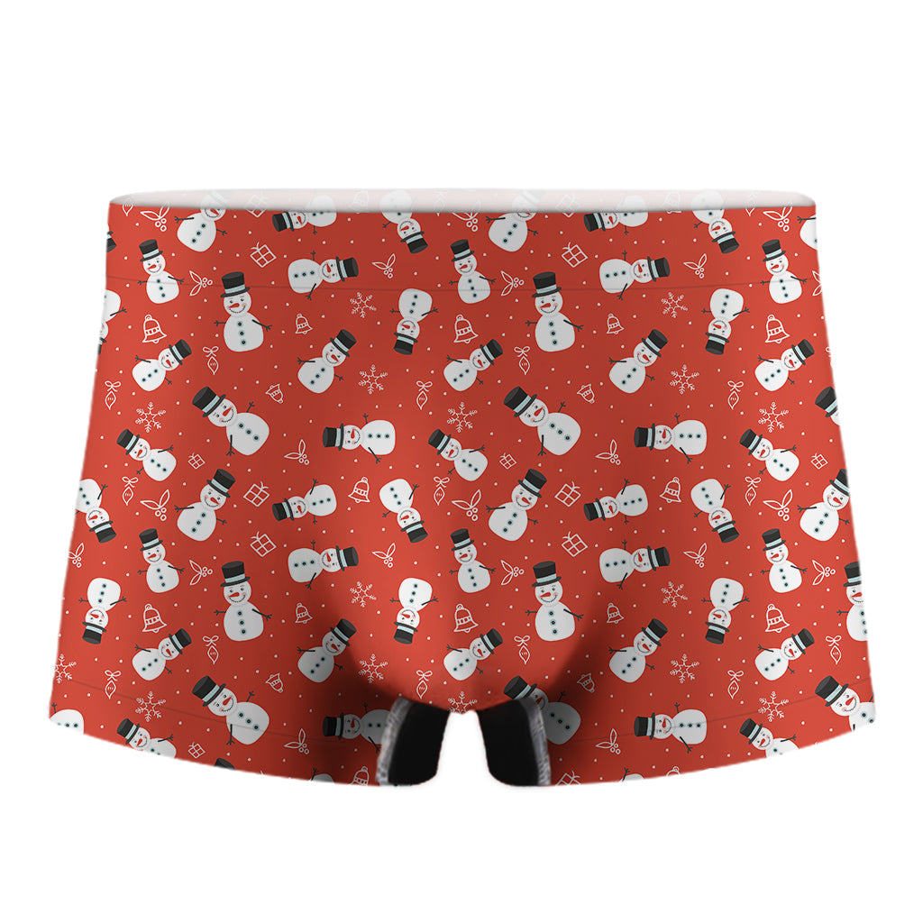 Christmas Snowman Pattern Print Men's Boxer Briefs