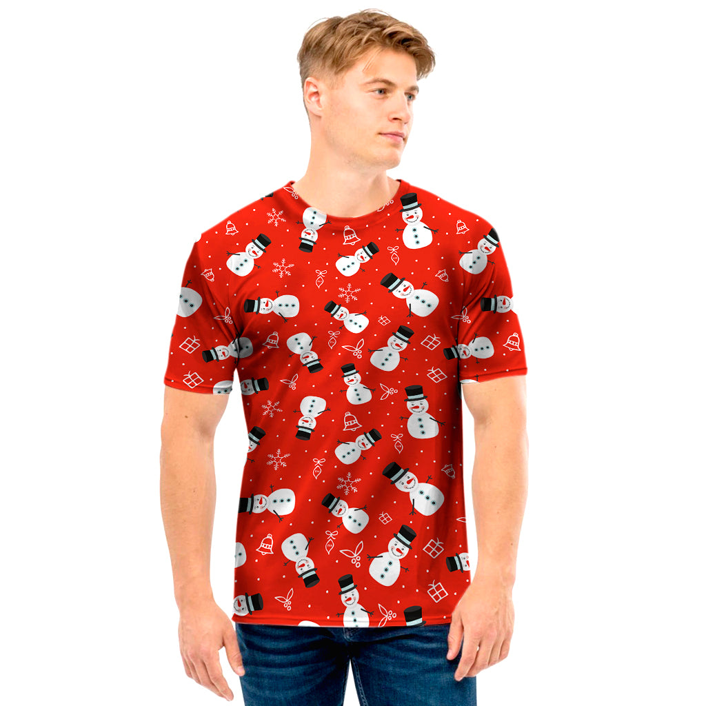 Christmas Snowman Pattern Print Men's T-Shirt