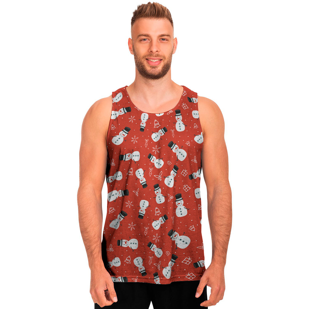 Christmas Snowman Pattern Print Men's Tank Top