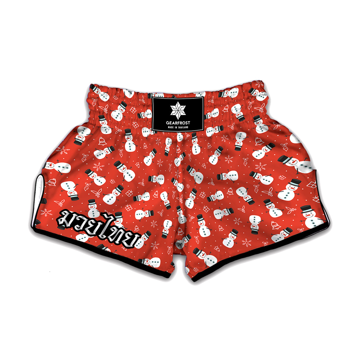 Christmas Snowman Pattern Print Muay Thai Boxing Shorts