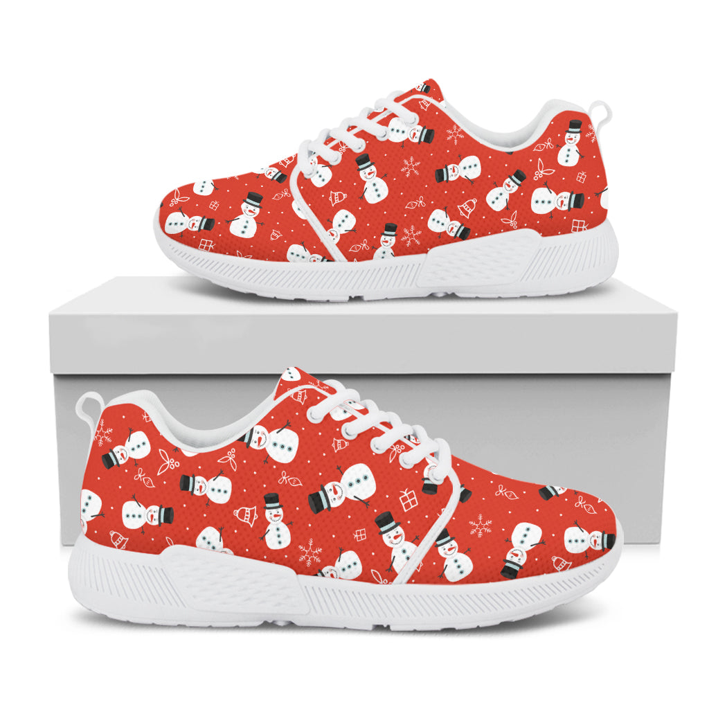 Christmas Snowman Pattern Print White Athletic Shoes