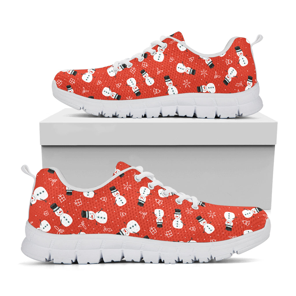 Christmas Snowman Pattern Print White Sneakers