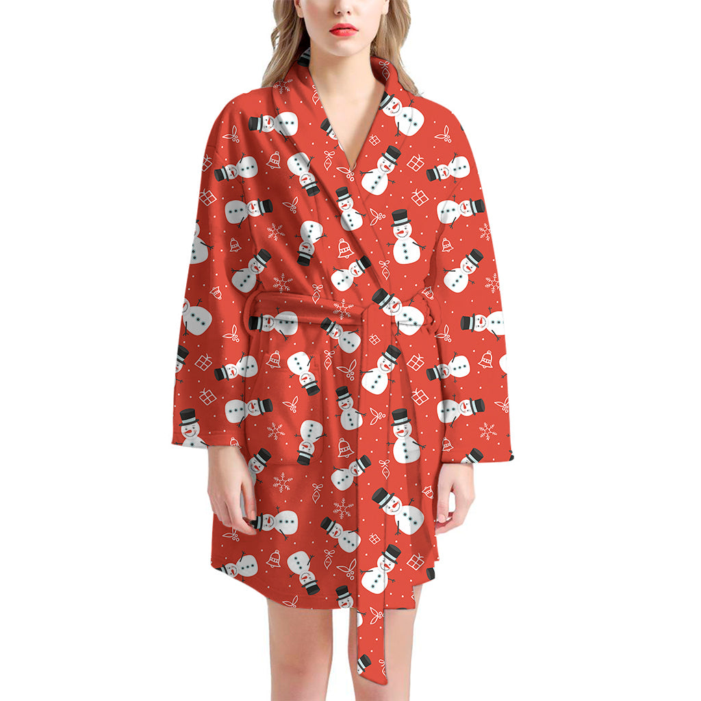 Christmas Snowman Pattern Print Women's Bathrobe