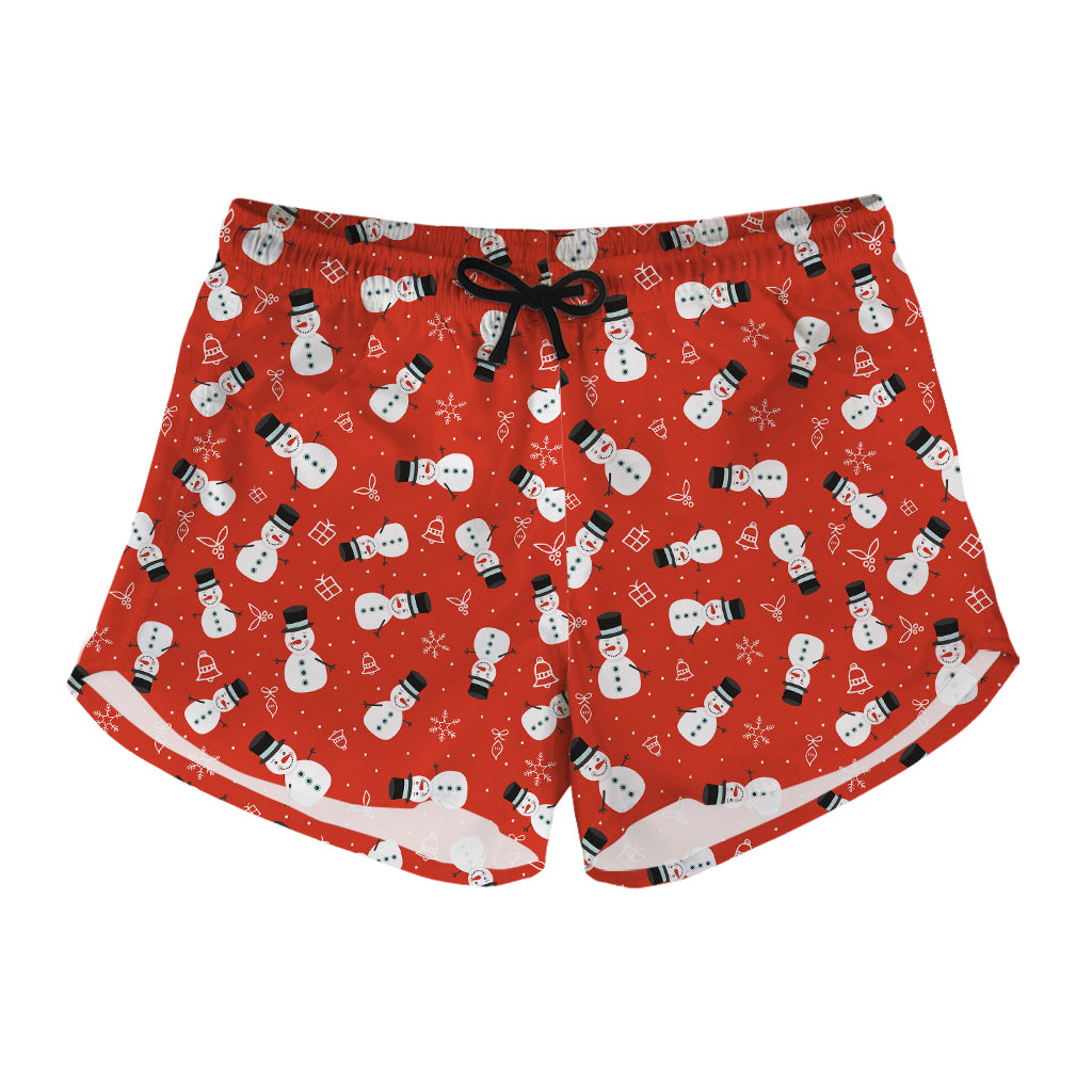 Christmas Snowman Pattern Print Women's Shorts