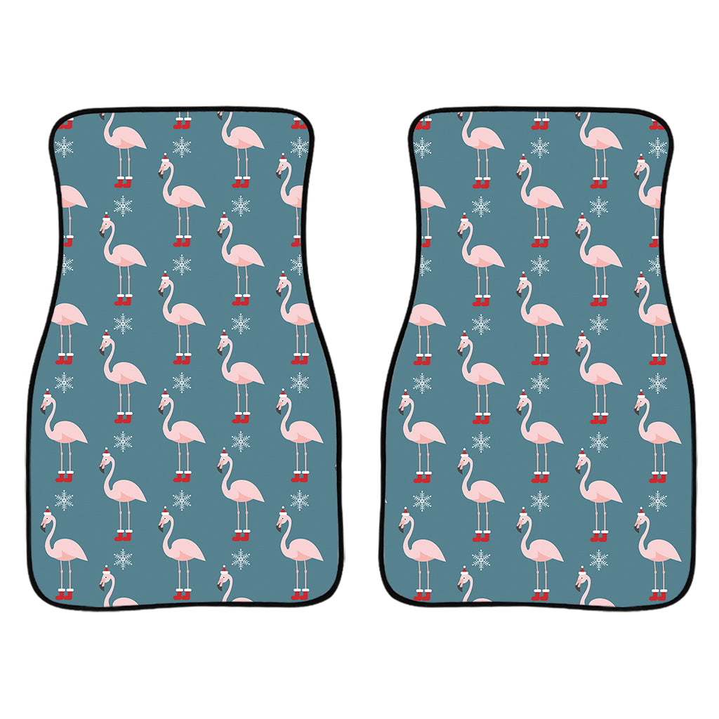 Christmas Snowy Flamingo Pattern Print Front Car Floor Mats