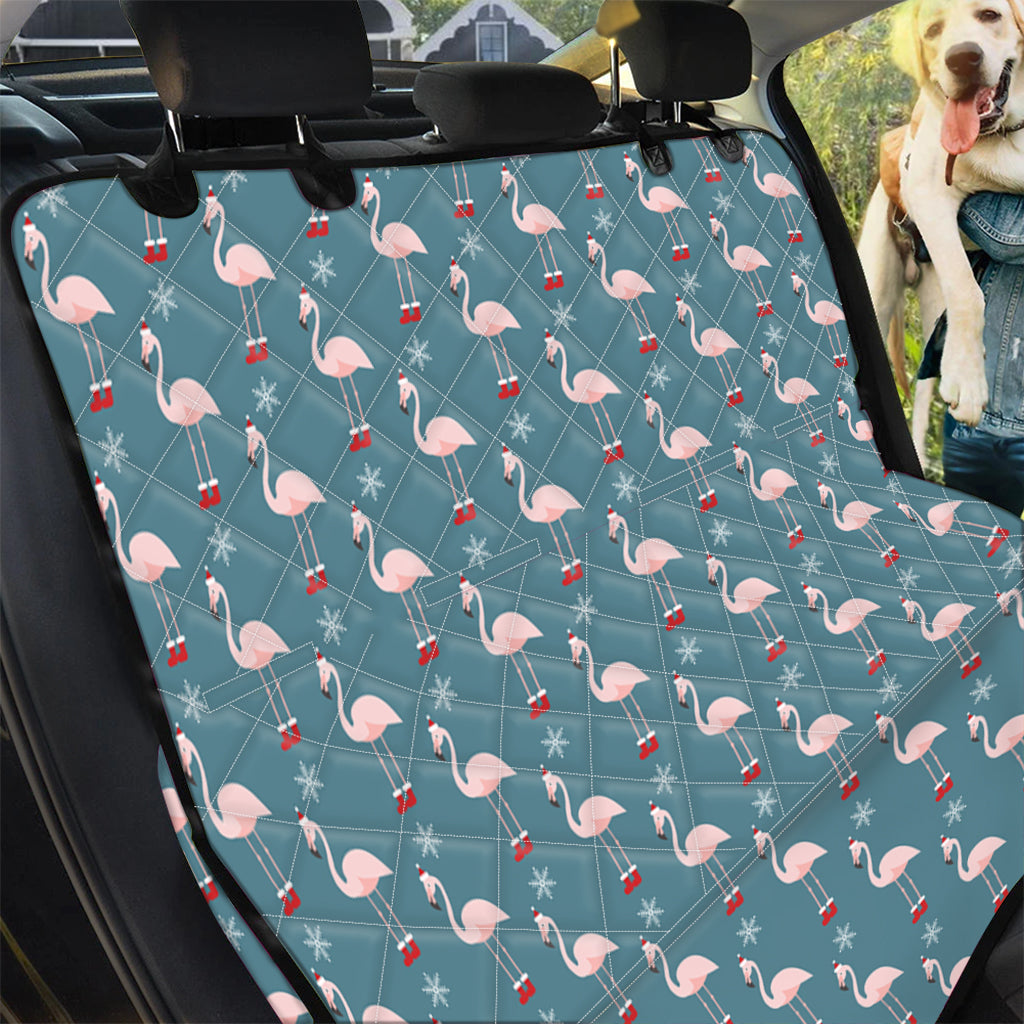 Christmas Snowy Flamingo Pattern Print Pet Car Back Seat Cover