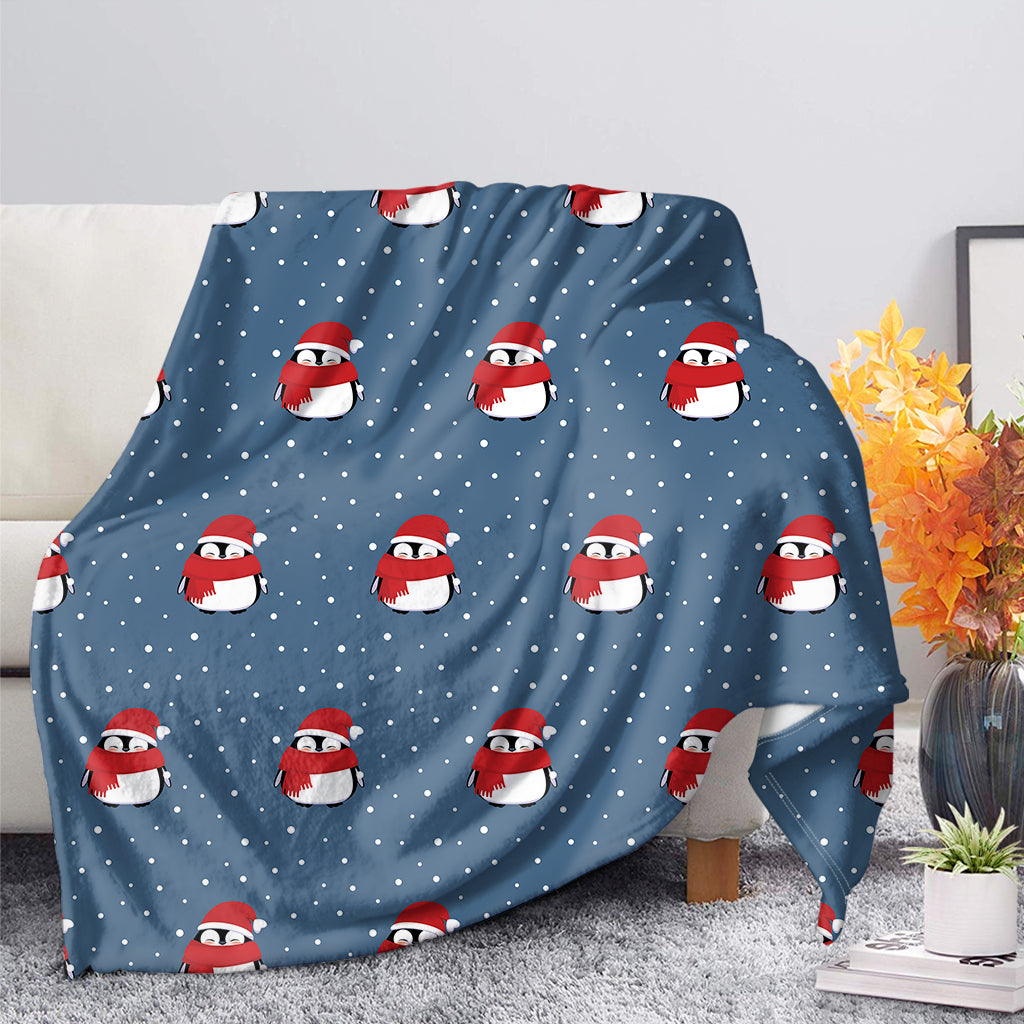 Christmas Snowy Penguin Pattern Print Blanket