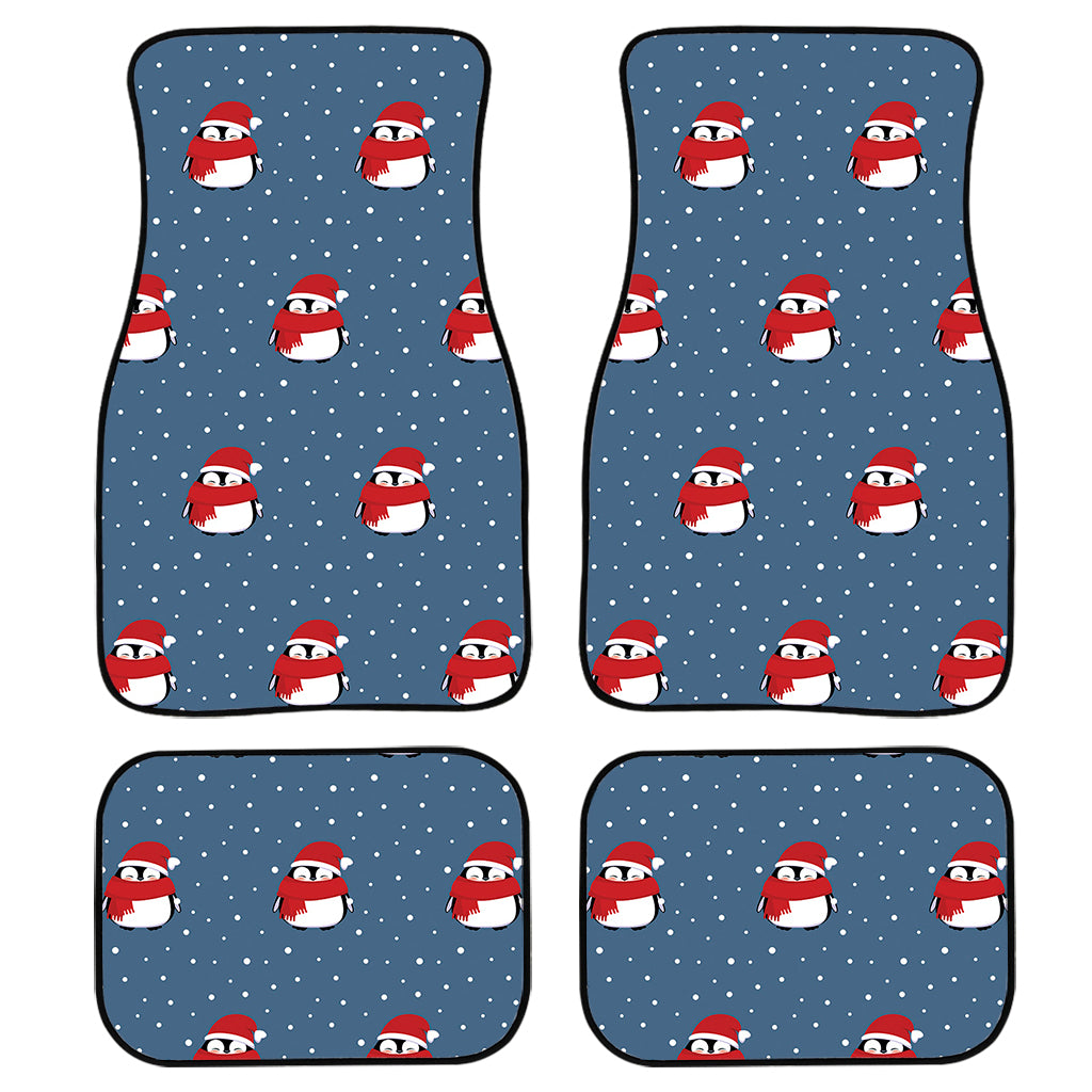 Christmas Snowy Penguin Pattern Print Front and Back Car Floor Mats