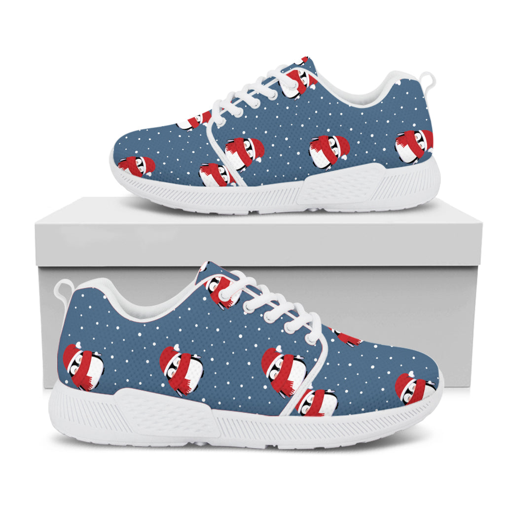 Christmas Snowy Penguin Pattern Print White Athletic Shoes