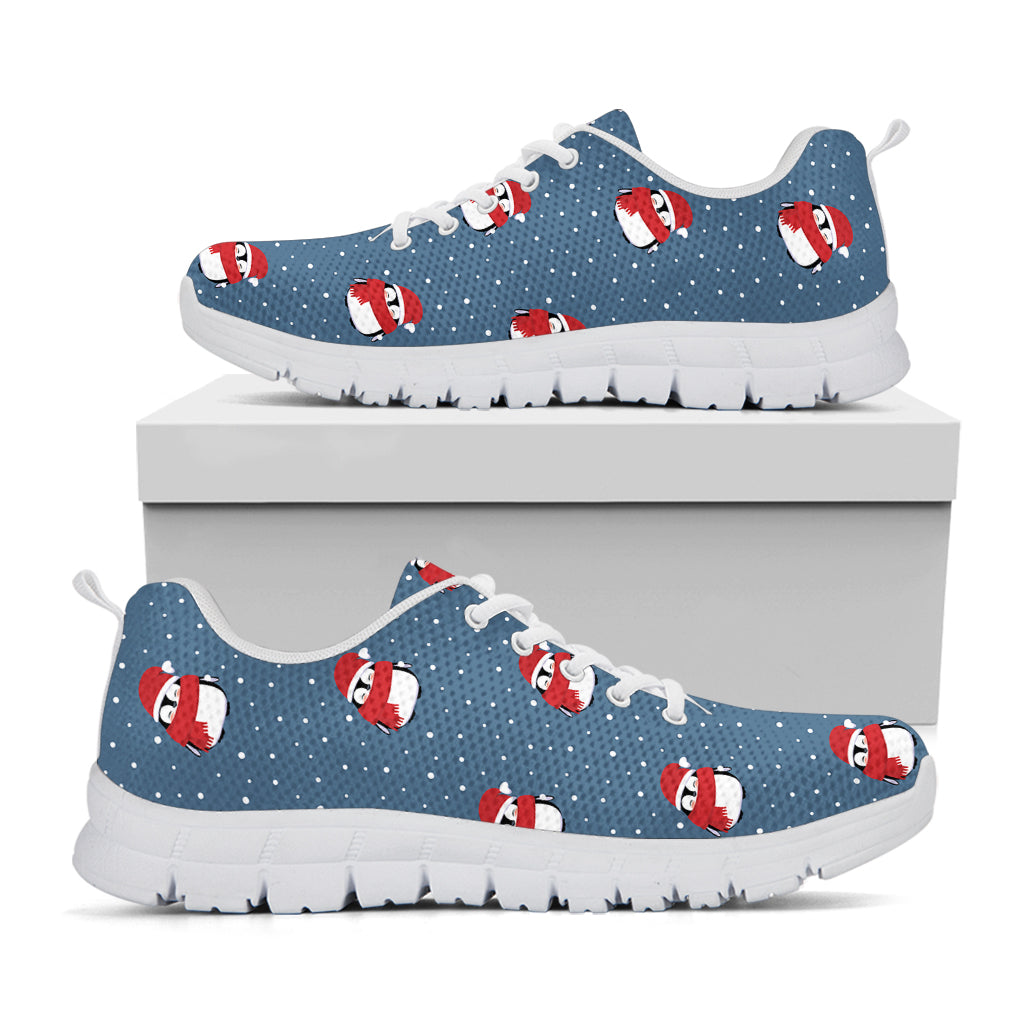 Christmas Snowy Penguin Pattern Print White Sneakers