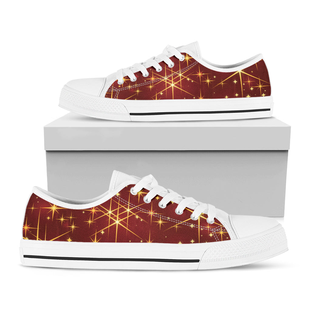 Christmas Sparkle Print White Low Top Shoes