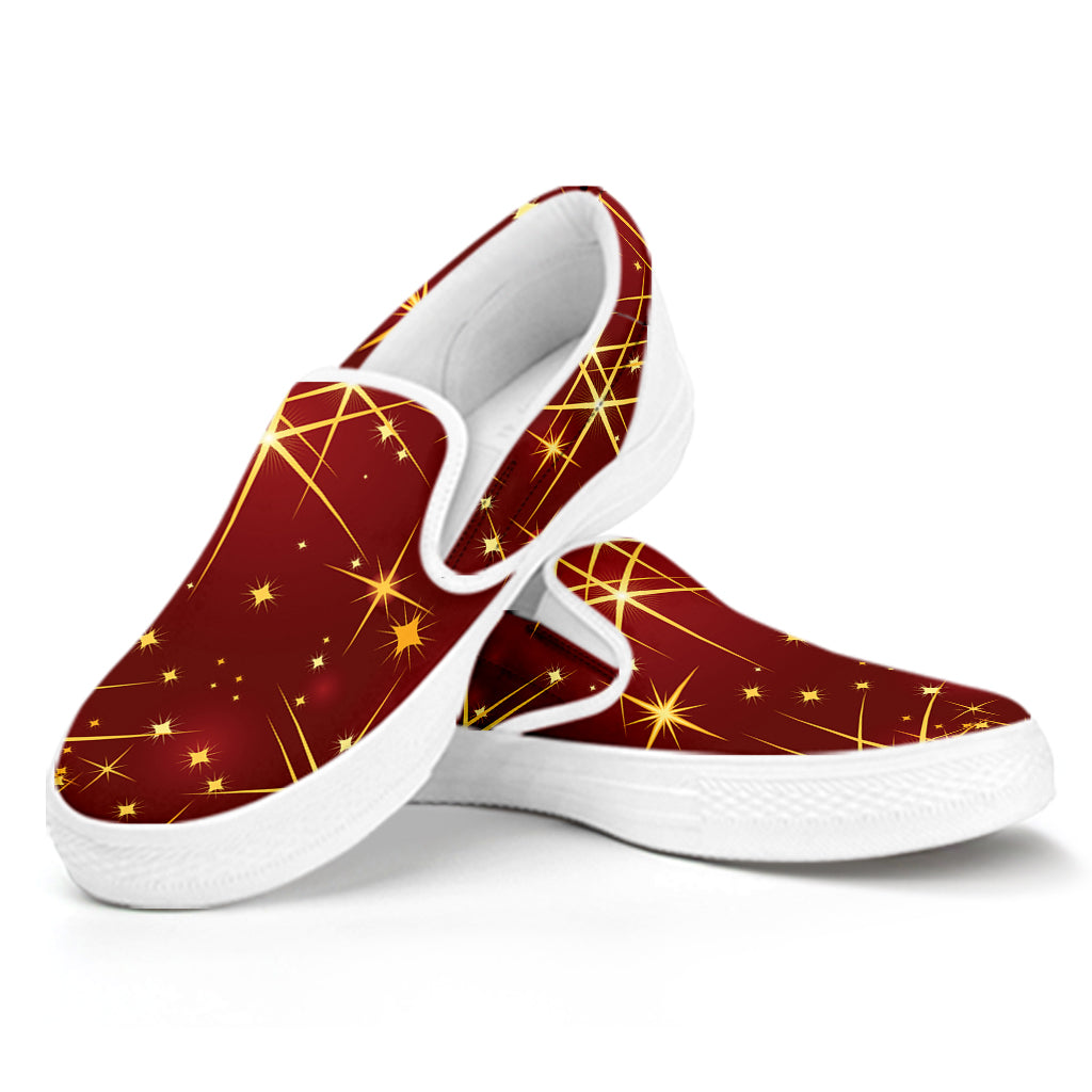 Christmas Sparkle Print White Slip On Shoes