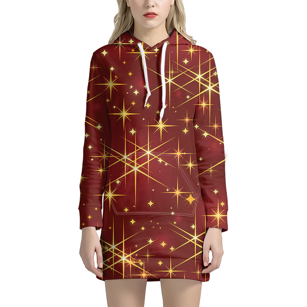 Christmas Sparkle Print Women's Pullover Hoodie Dress