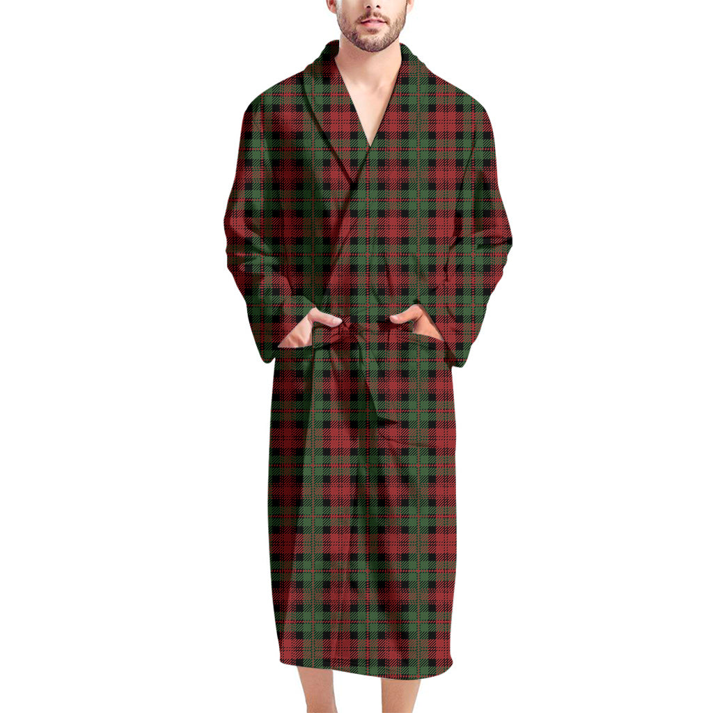 Christmas Tartan Pattern Print Men's Bathrobe