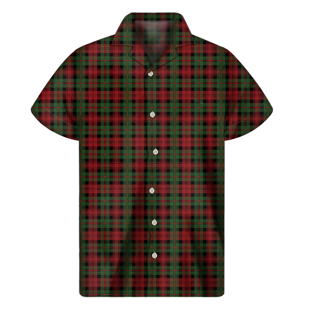 Christmas Tartan Pattern Print Men's Short Sleeve Shirt