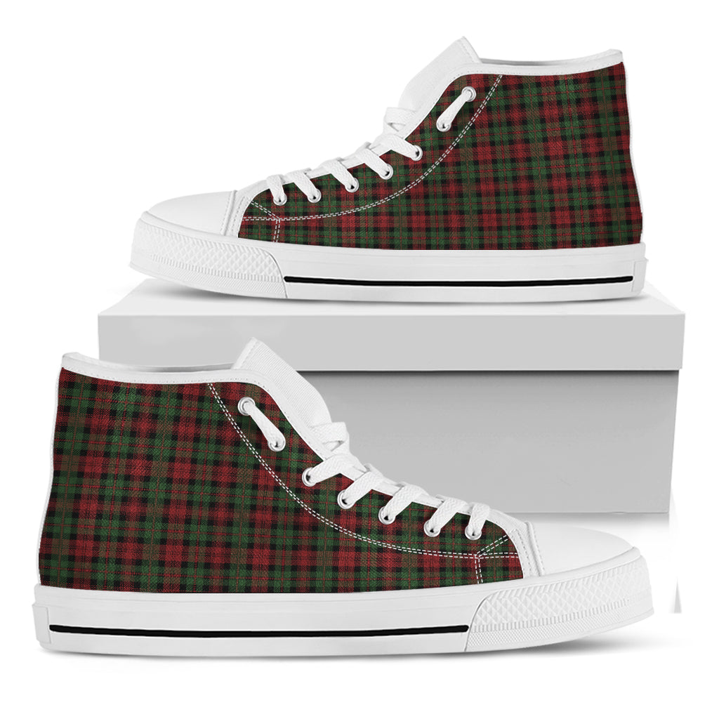 Christmas Tartan Pattern Print White High Top Shoes