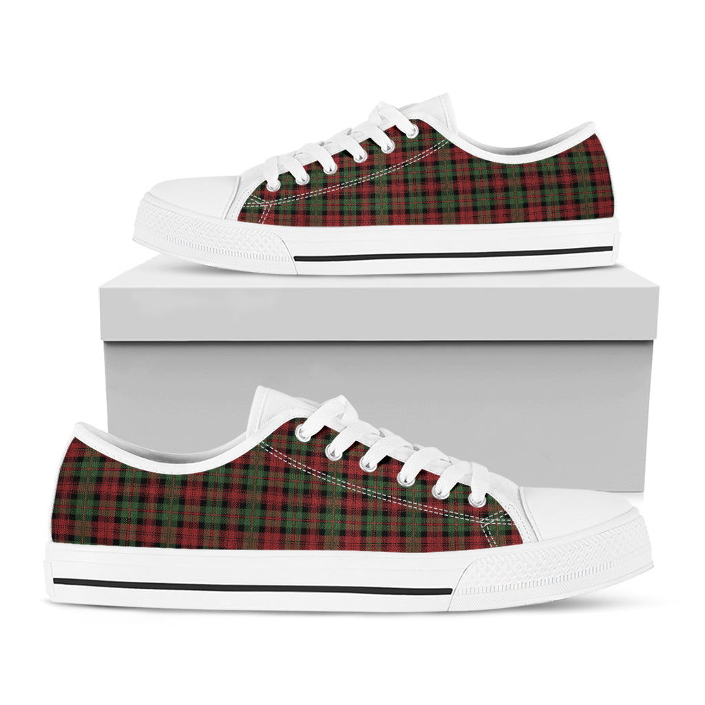 Christmas Tartan Pattern Print White Low Top Shoes