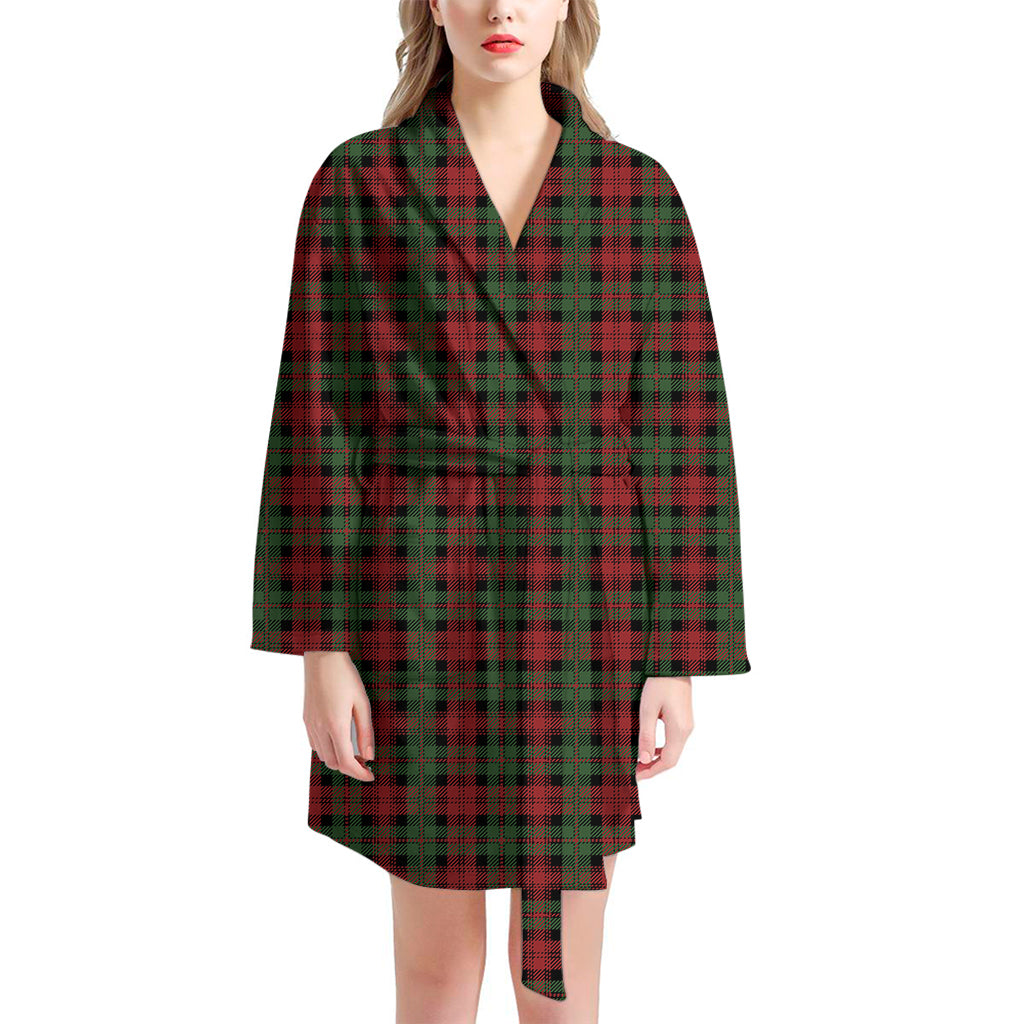 Christmas Tartan Pattern Print Women's Bathrobe