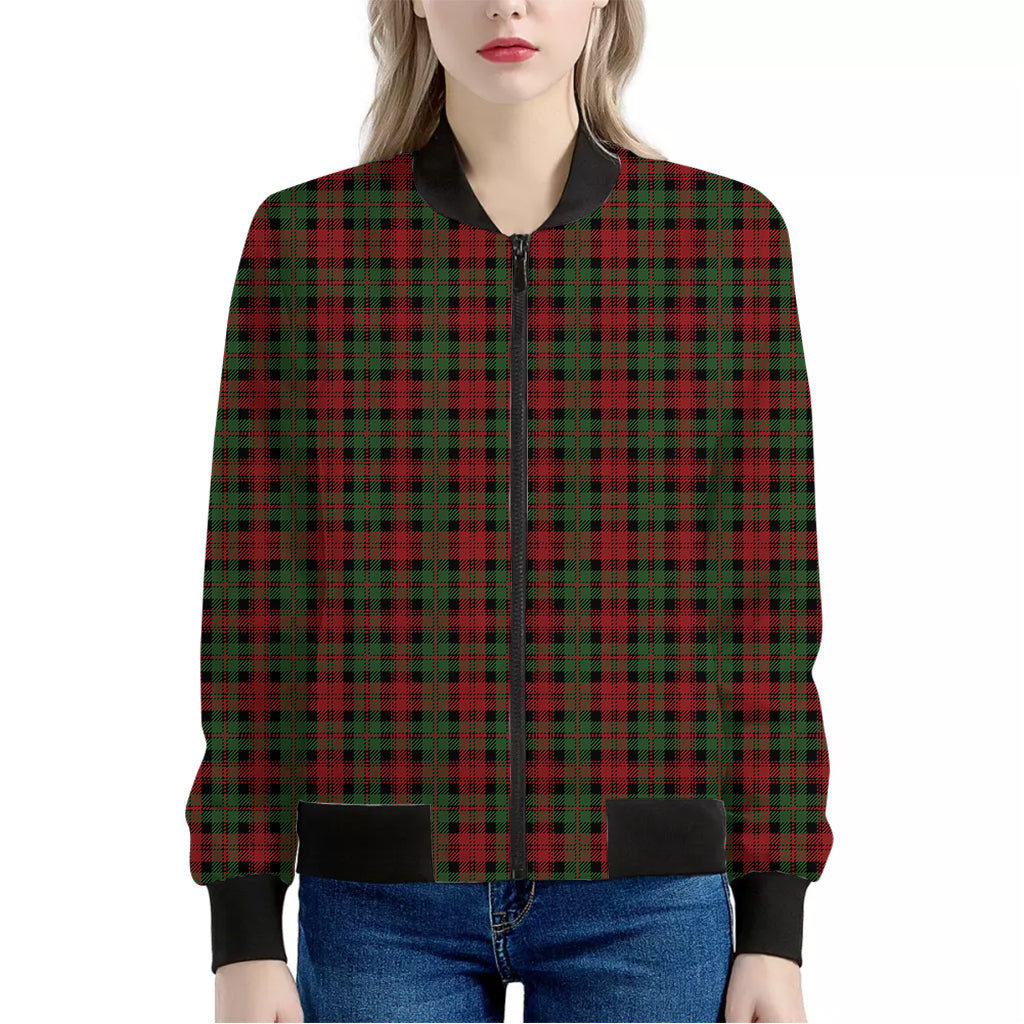 Christmas Tartan Pattern Print Women's Bomber Jacket