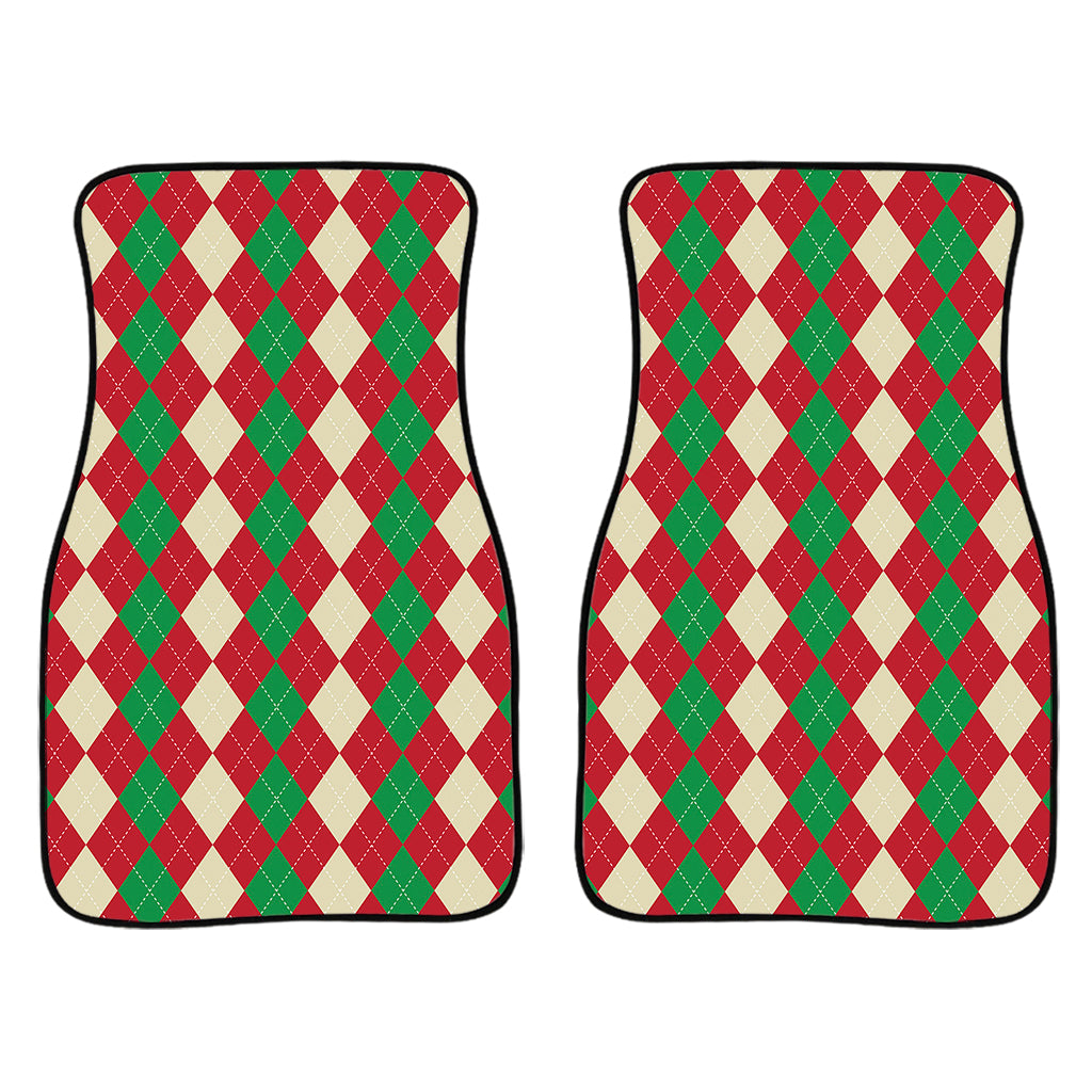 Christmas Themed Argyle Pattern Print Front Car Floor Mats