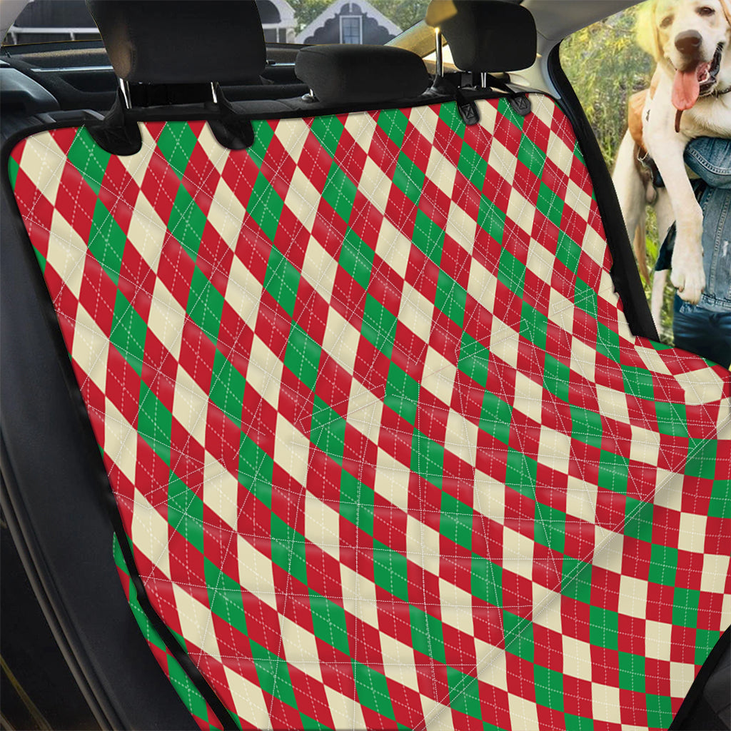 Christmas Themed Argyle Pattern Print Pet Car Back Seat Cover