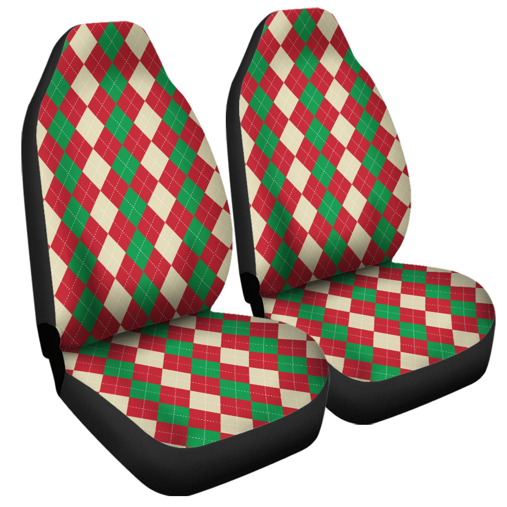 Christmas Themed Argyle Pattern Print Universal Fit Car Seat Covers