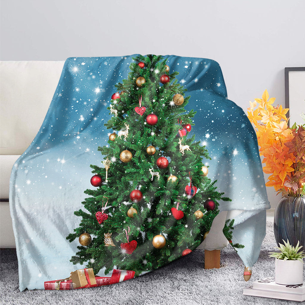 Christmas Tree And Snow Print Blanket