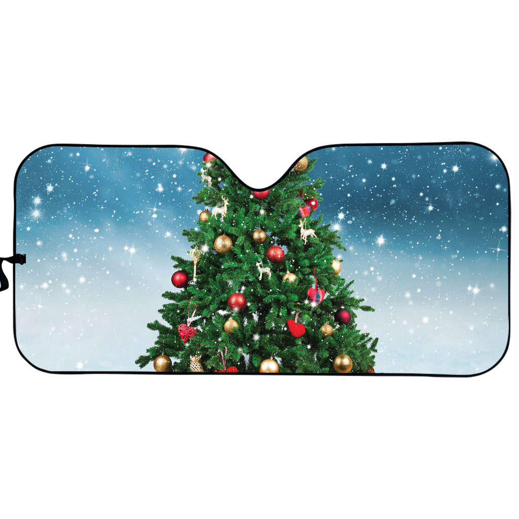 Christmas Tree And Snow Print Car Sun Shade