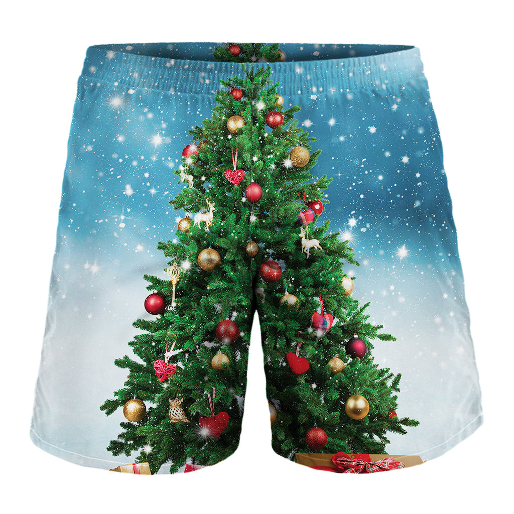 Christmas Tree And Snow Print Men's Shorts