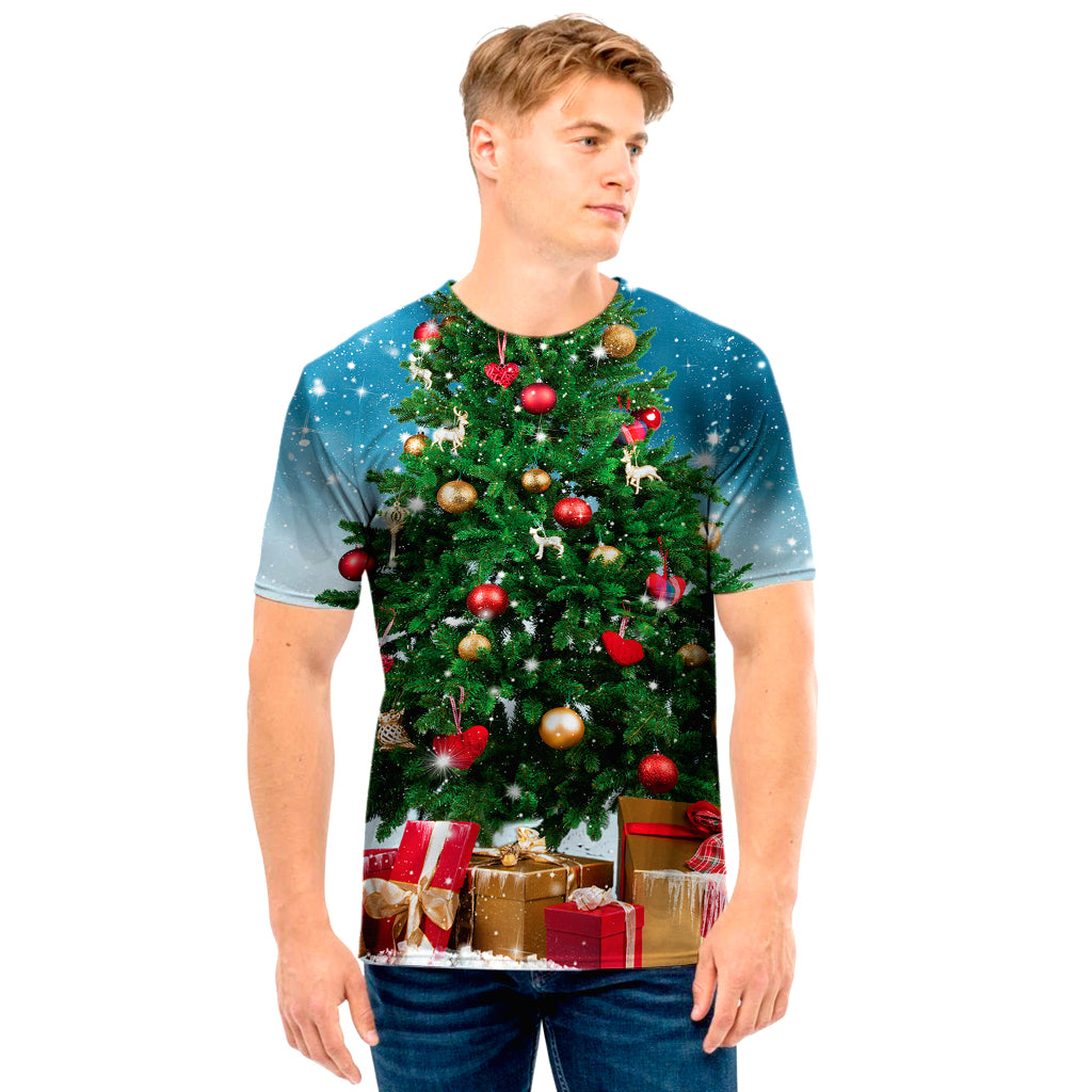 Christmas Tree And Snow Print Men's T-Shirt