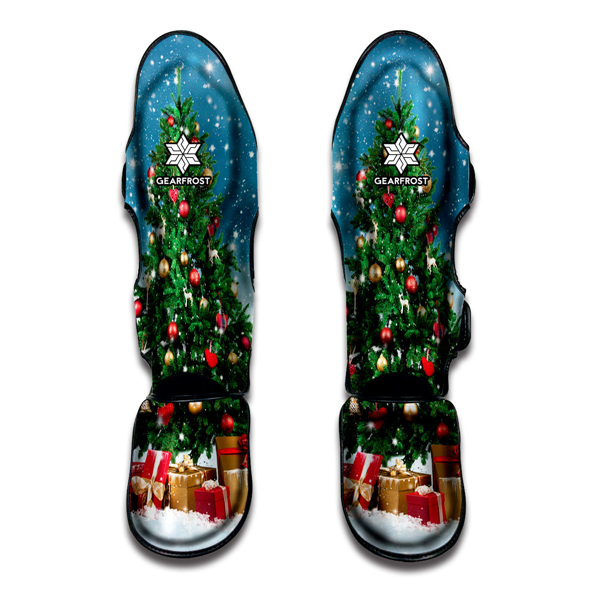 Christmas Tree And Snow Print Muay Thai Shin Guards