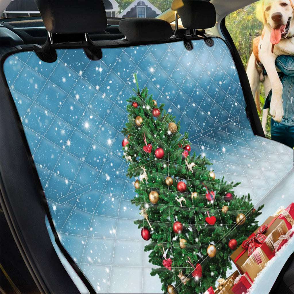 Christmas Tree And Snow Print Pet Car Back Seat Cover