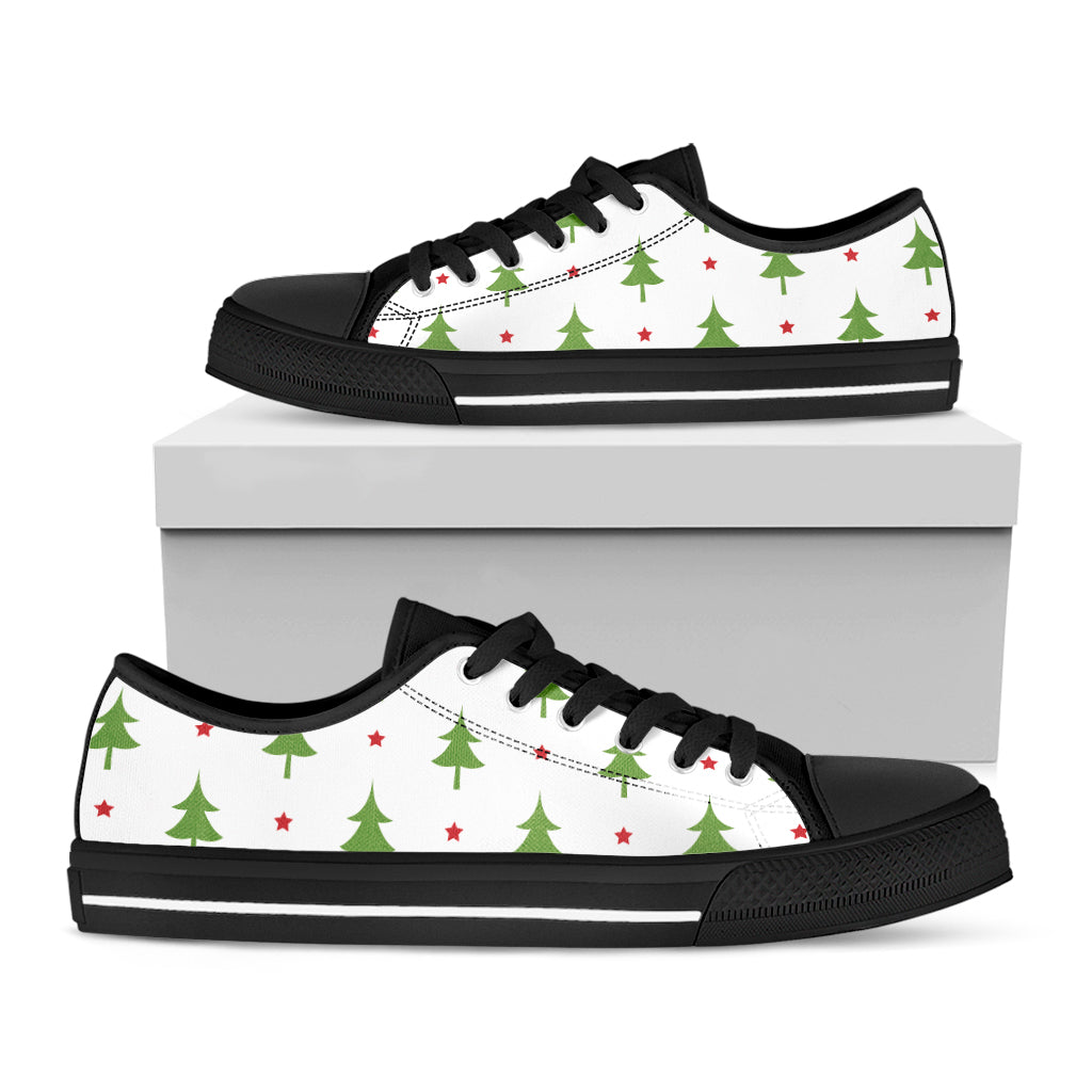 Christmas Tree And Star Pattern Print Black Low Top Shoes