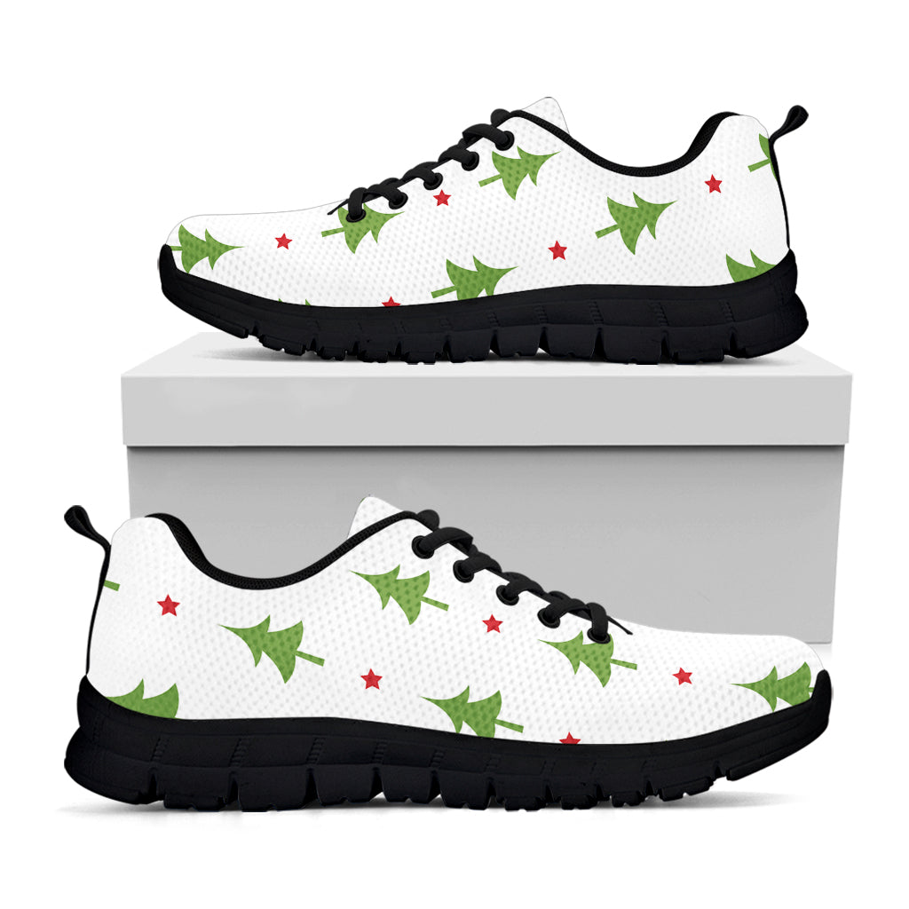 Christmas Tree And Star Pattern Print Black Sneakers